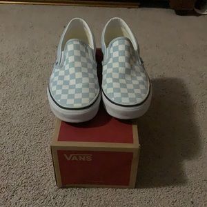 Baby blue slip on Vans- New W/O tags with box